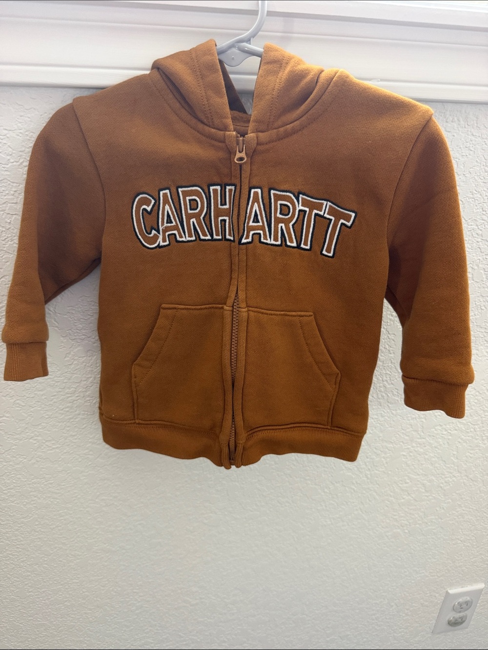 Carhartt Kids Chest-Logo Hooded Zip Sweatshirt - Brown 12mo